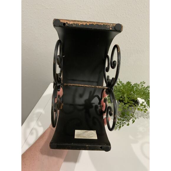 Vtg Brown Black Gold Rounded Arched Swirl Wrought Iron Pillar Candle Holder - Picture 6 of 7